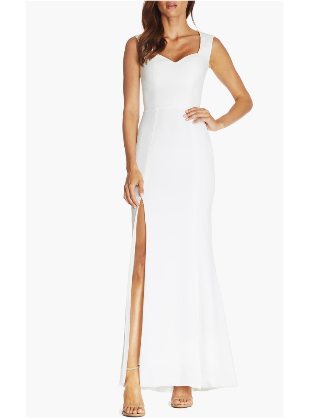 Dress the Population Monroe Side Slit‎ White Gown New!
